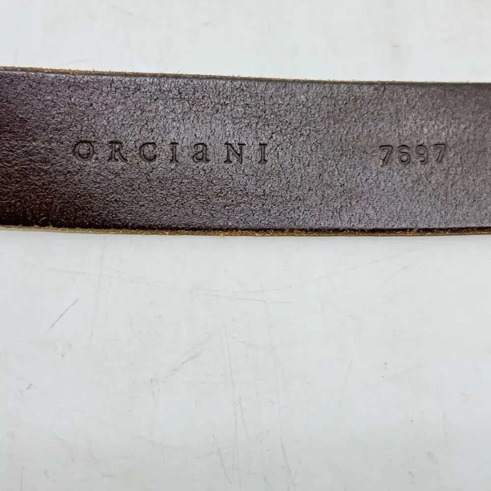 ORCIANI Brown Italian Pebbled Leather Men's Belt